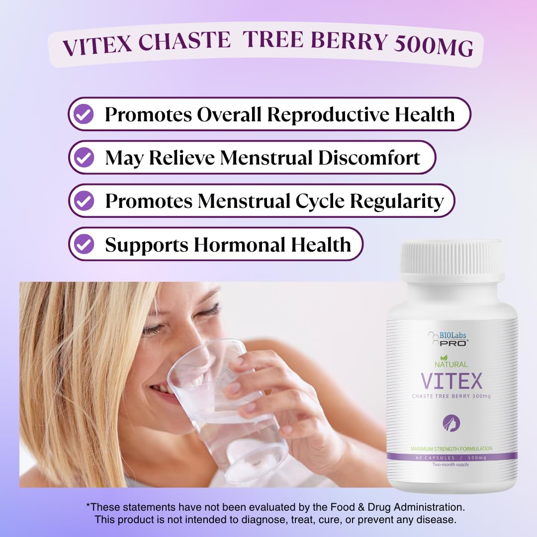 BIOLABS PRO Vitex Chasteberry Supplement 500mg back label