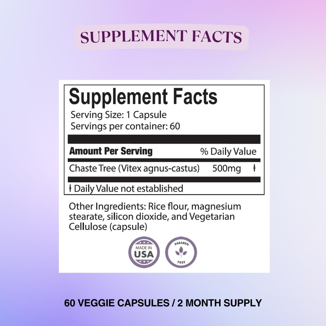 BIOLABS PRO Vitex Chasteberry Supplement 500mg bottle side view