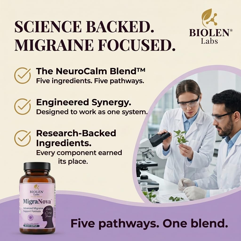 Biolen Labs MigraNova Daily Supplement close-up of ingredients