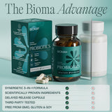 BIOMA Probiotic Supplement capsules on a wooden table