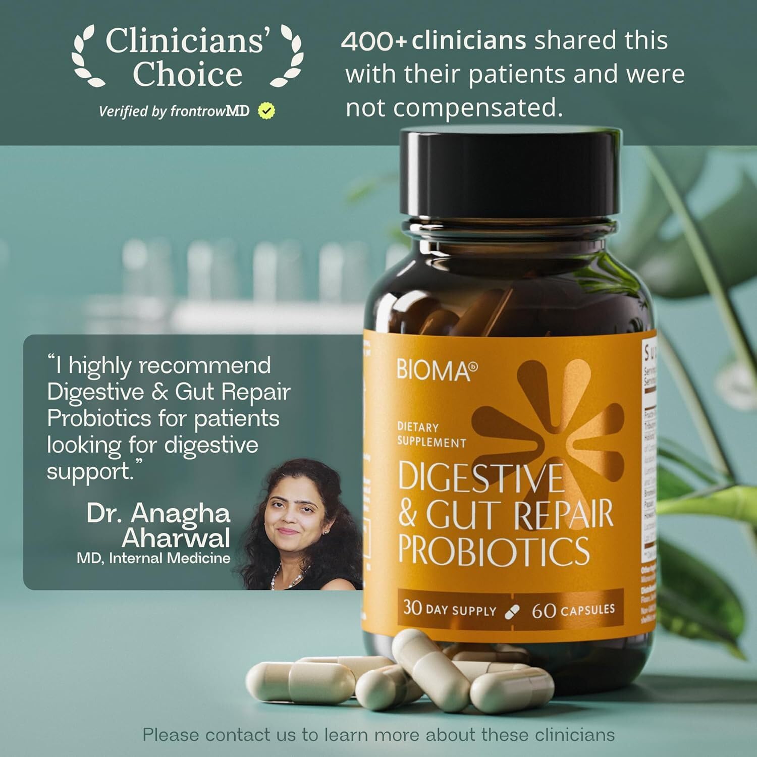 BIOMA Probiotics Supplement bottle with 60 capsules