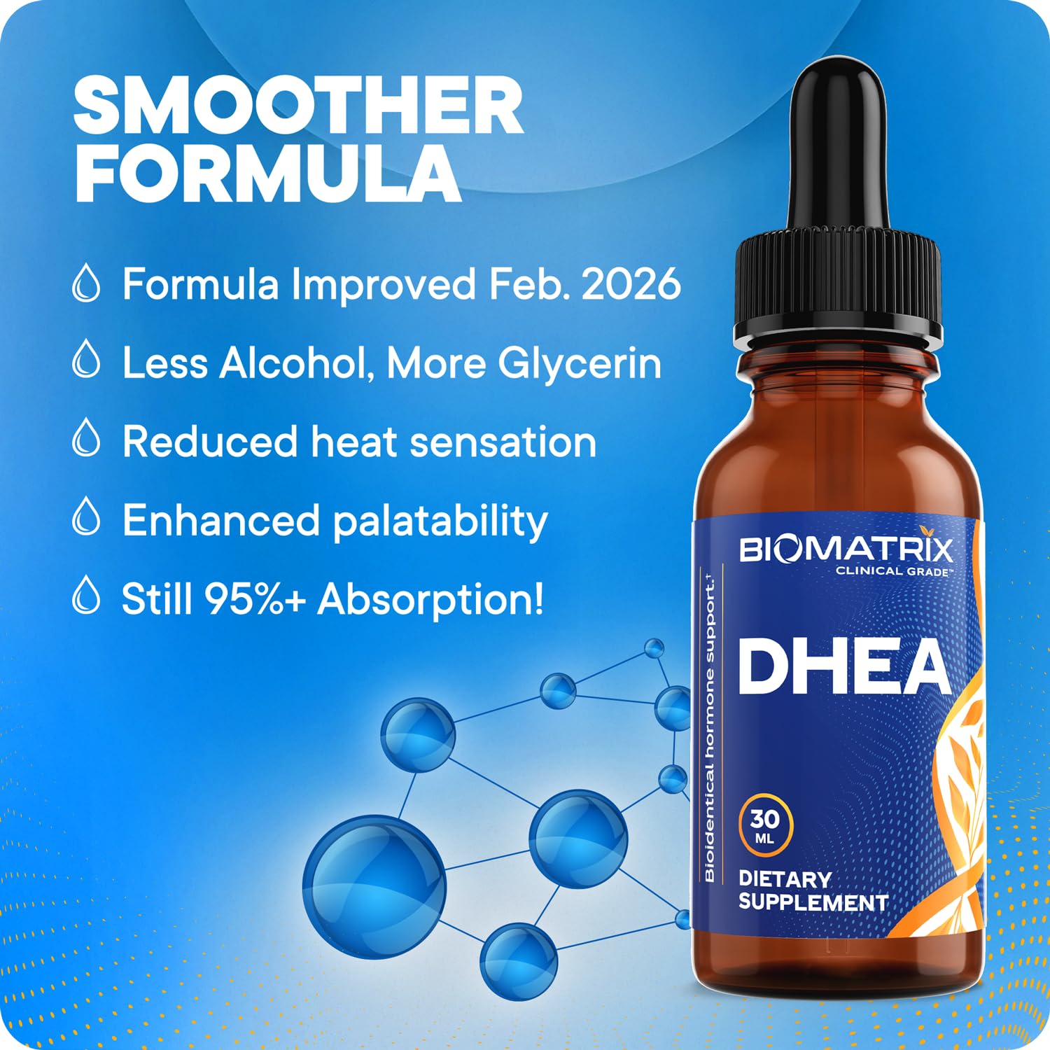 BioMatrix DHEA bottle with dropper and label