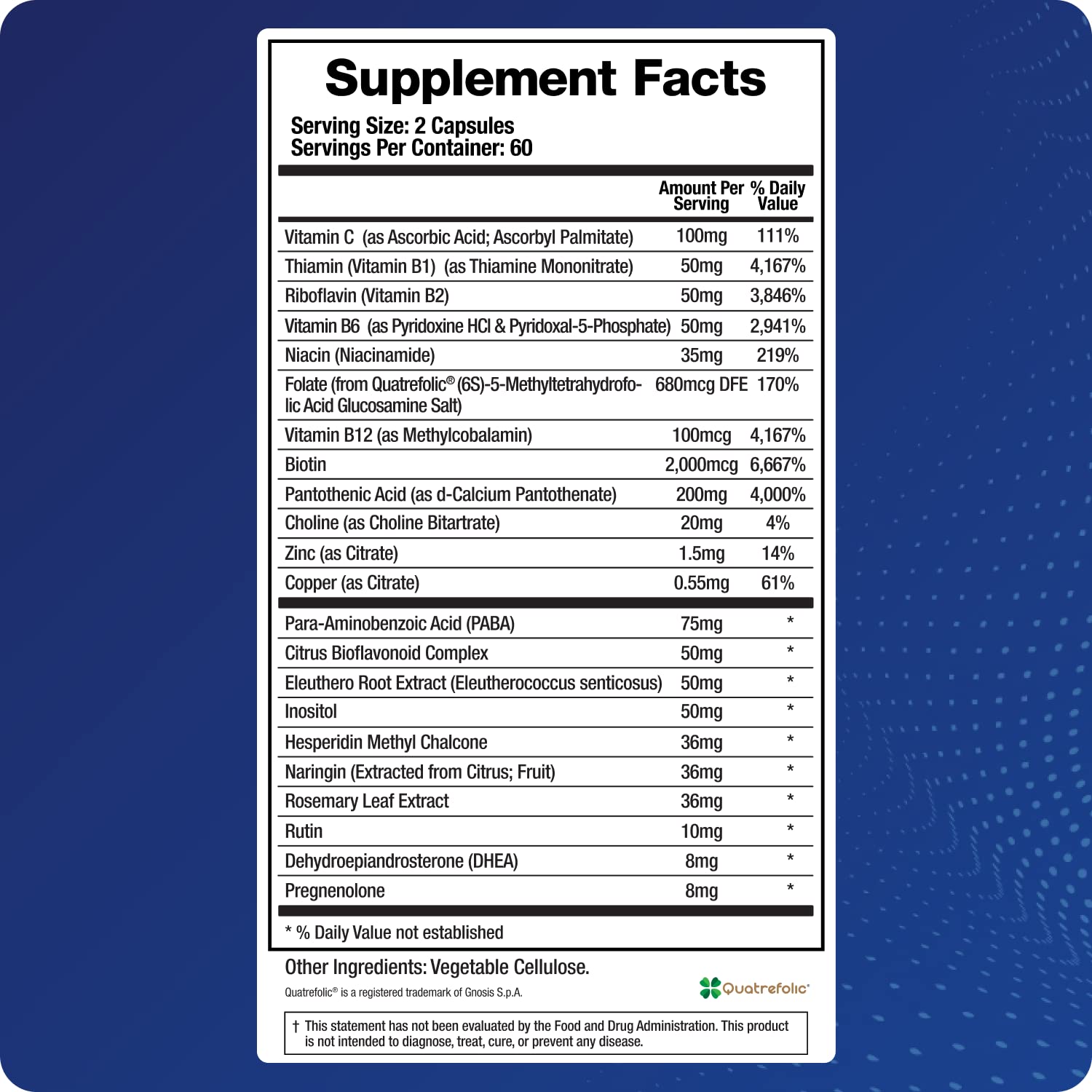 BioMatrix Support Adrenals B-Complex 132g supplement side view