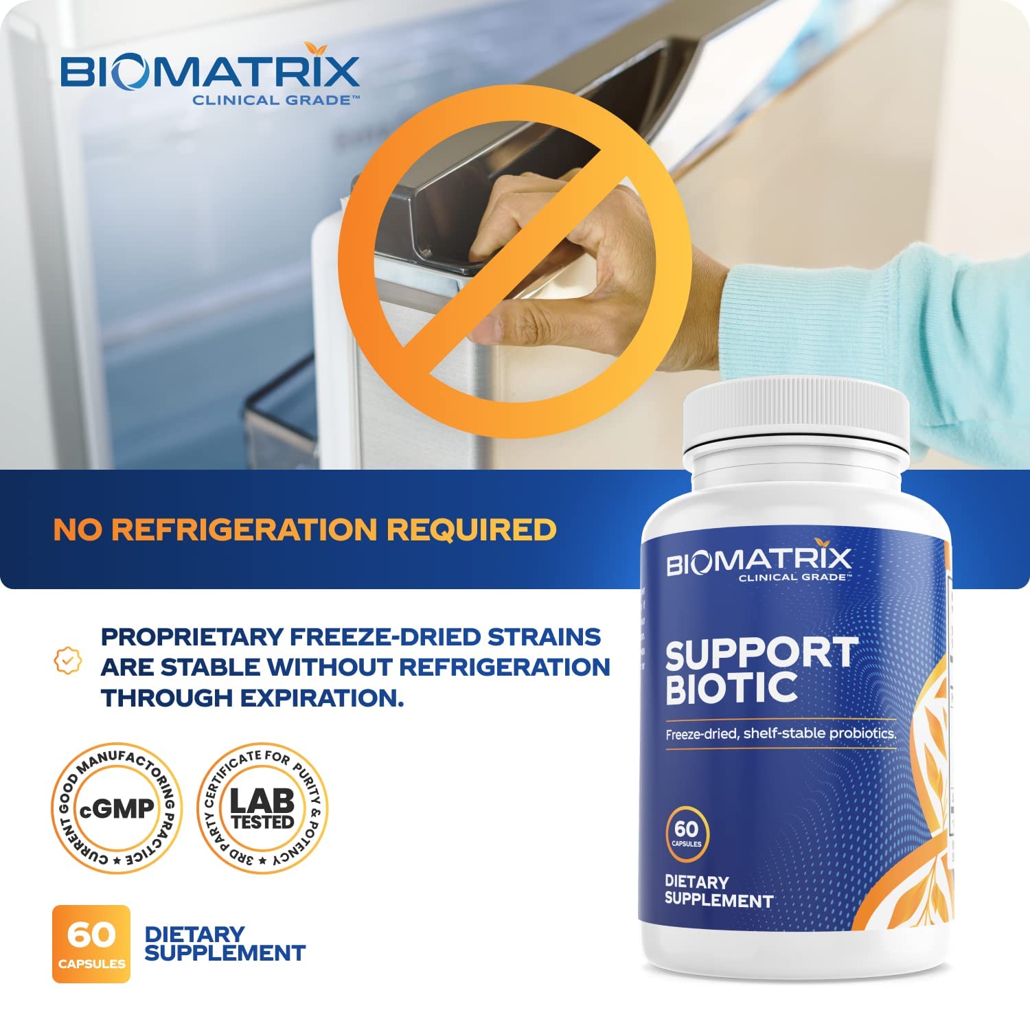 BioMatrix Support Biotic packaging with ingredient list