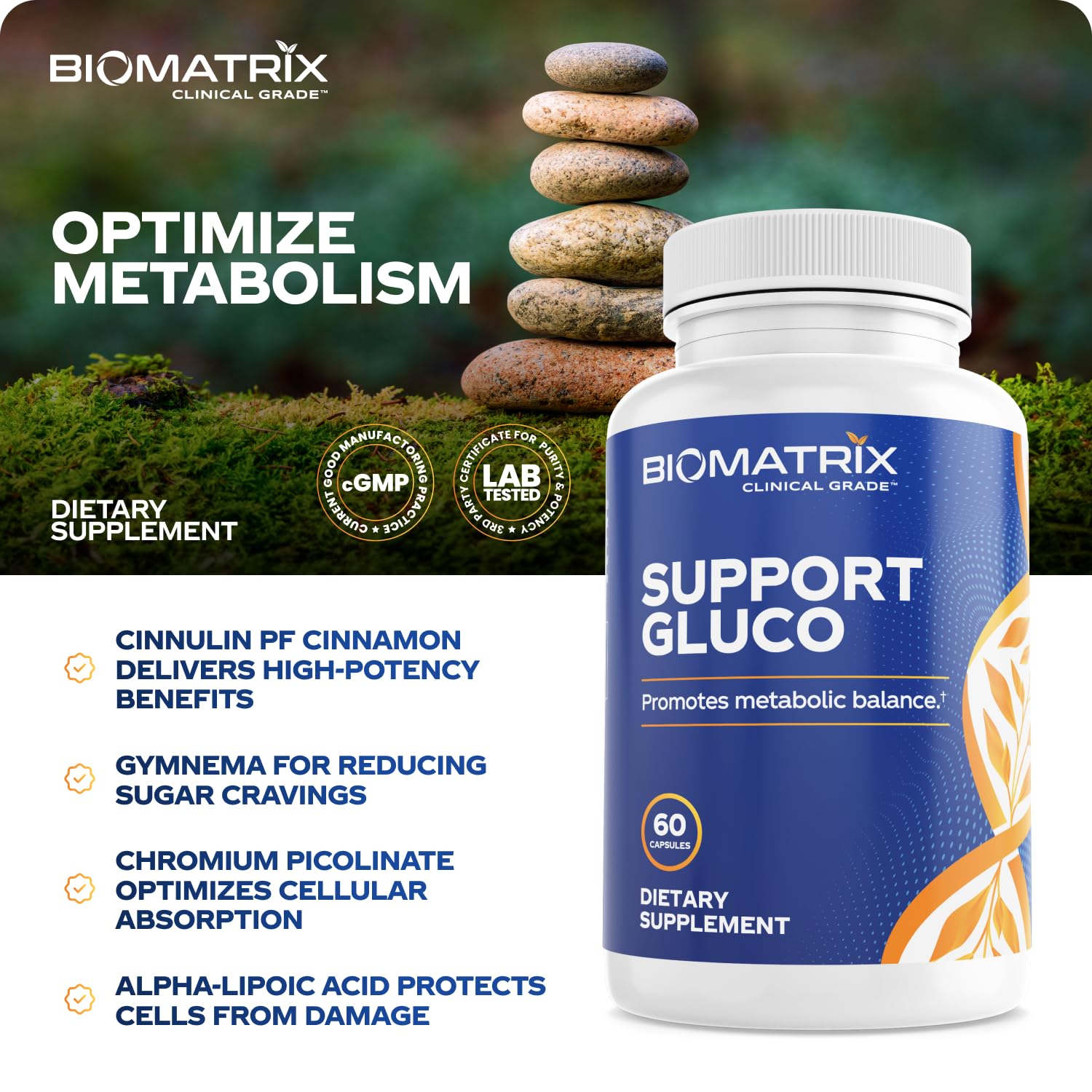 BioMatrix Support Gluco Cinnamon Supplement packaging