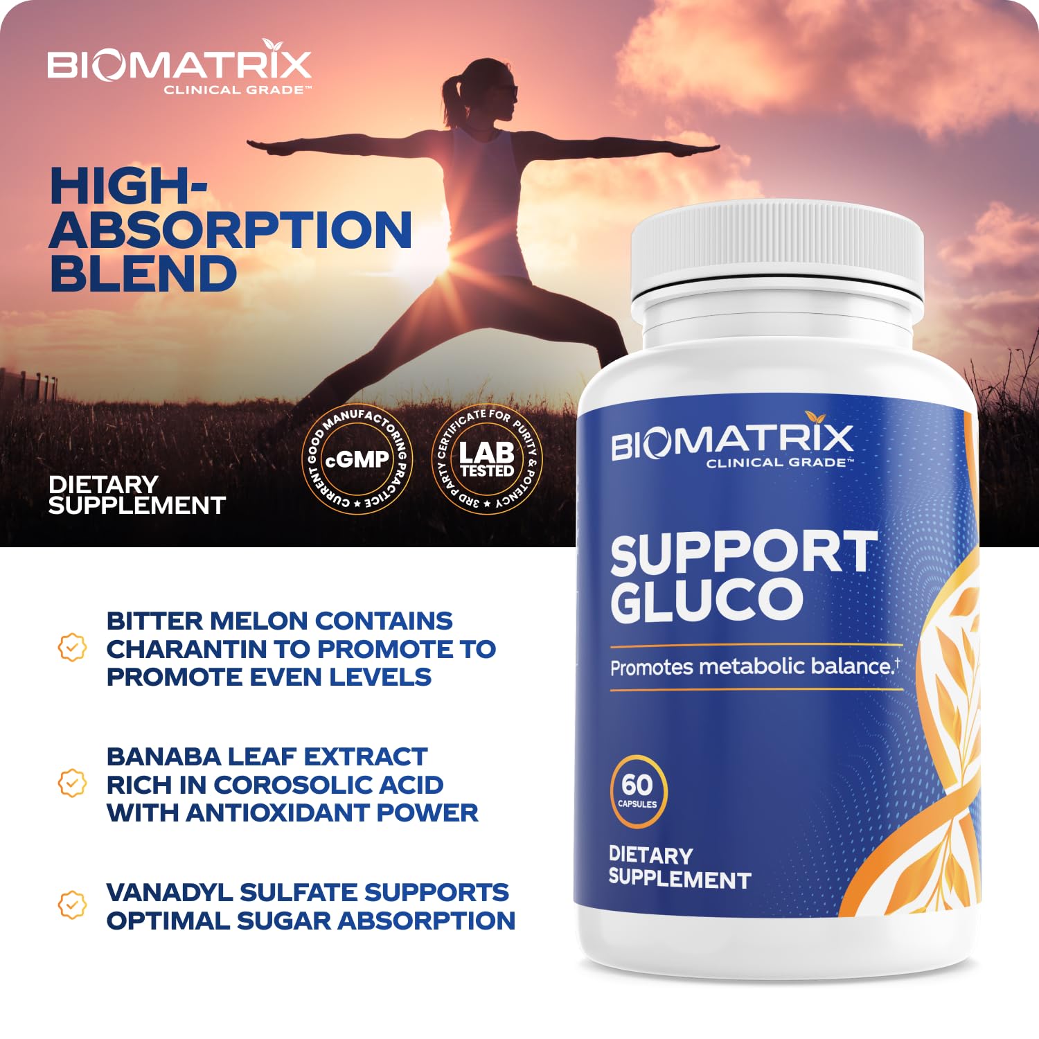 BioMatrix Support Gluco Cinnamon Supplement side view