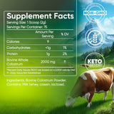BioMEDJET Organic Colostrum Powder 150g scoop on a wooden table