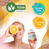BionerLab Calcium Magnesium Zinc Gummies with a measuring spoon