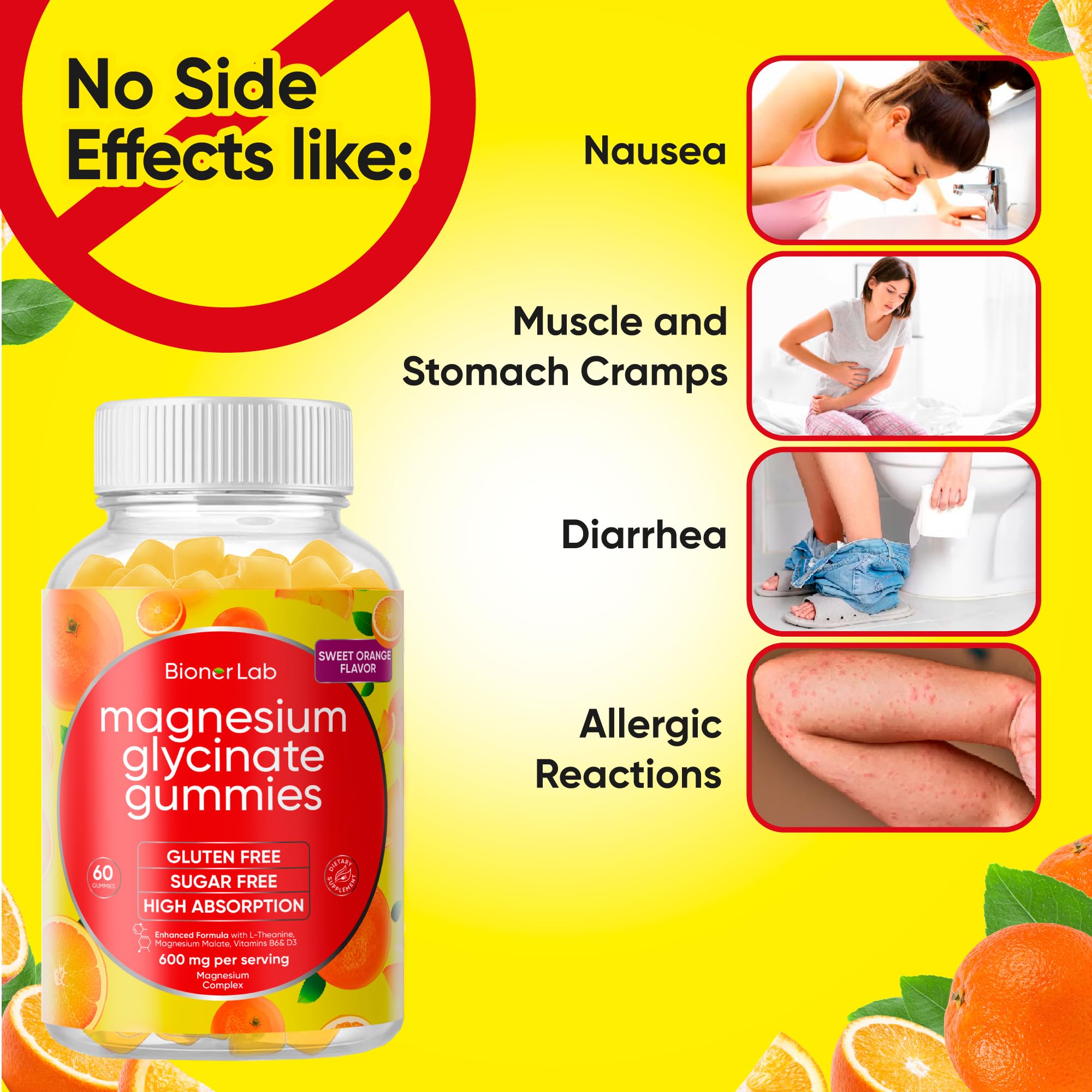 BionerLab Magnesium Glycinate Gummies side view of packaging