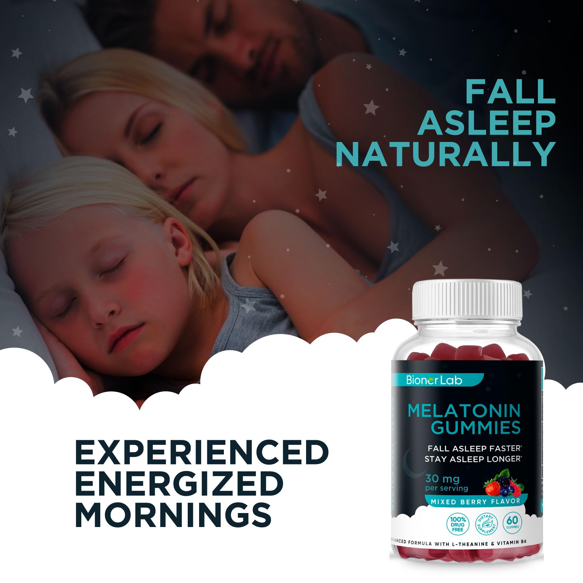 BionerLab Melatonin Gummies mixed berry flavour close-up