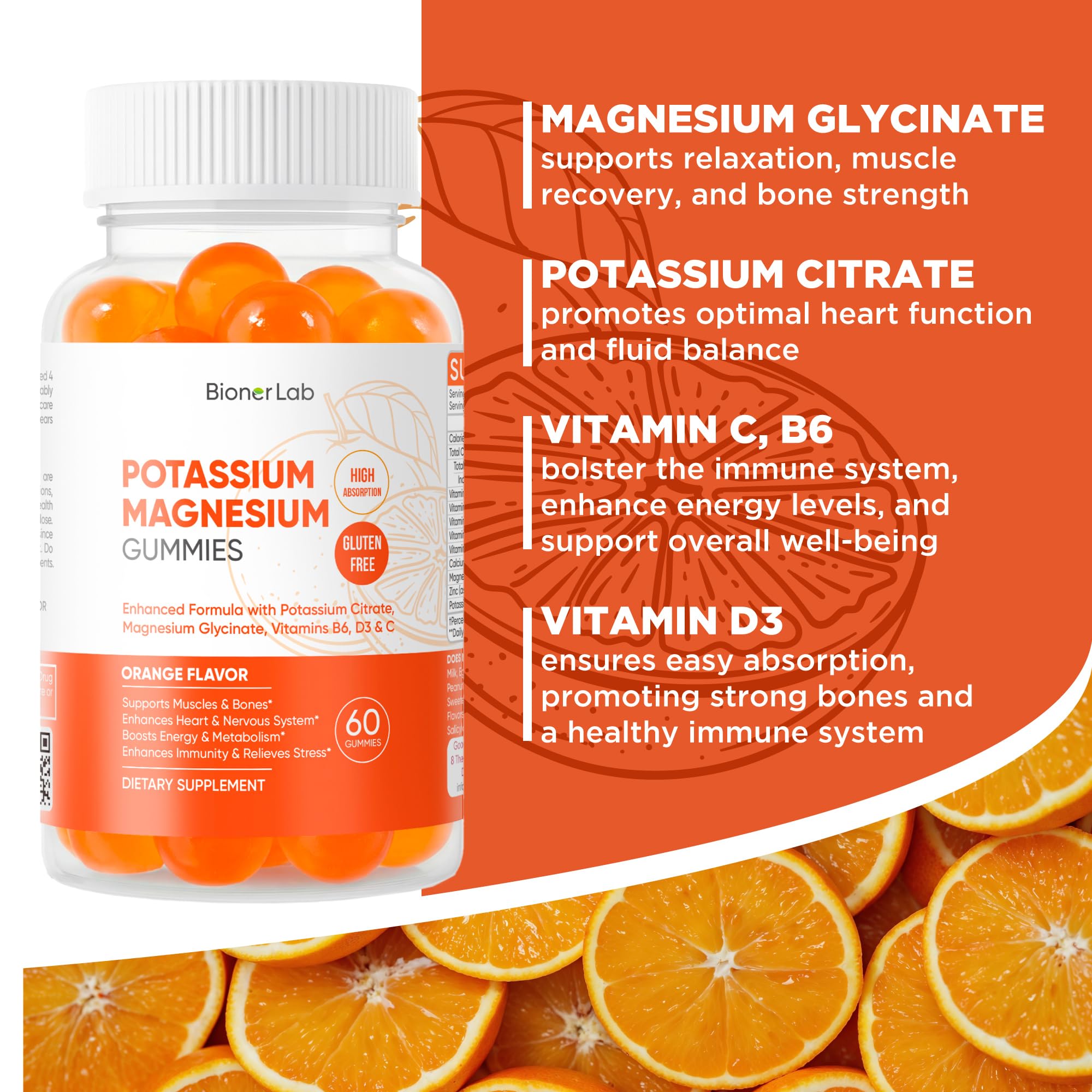 BionerLab Potassium Magnesium Gummies close-up of gummies