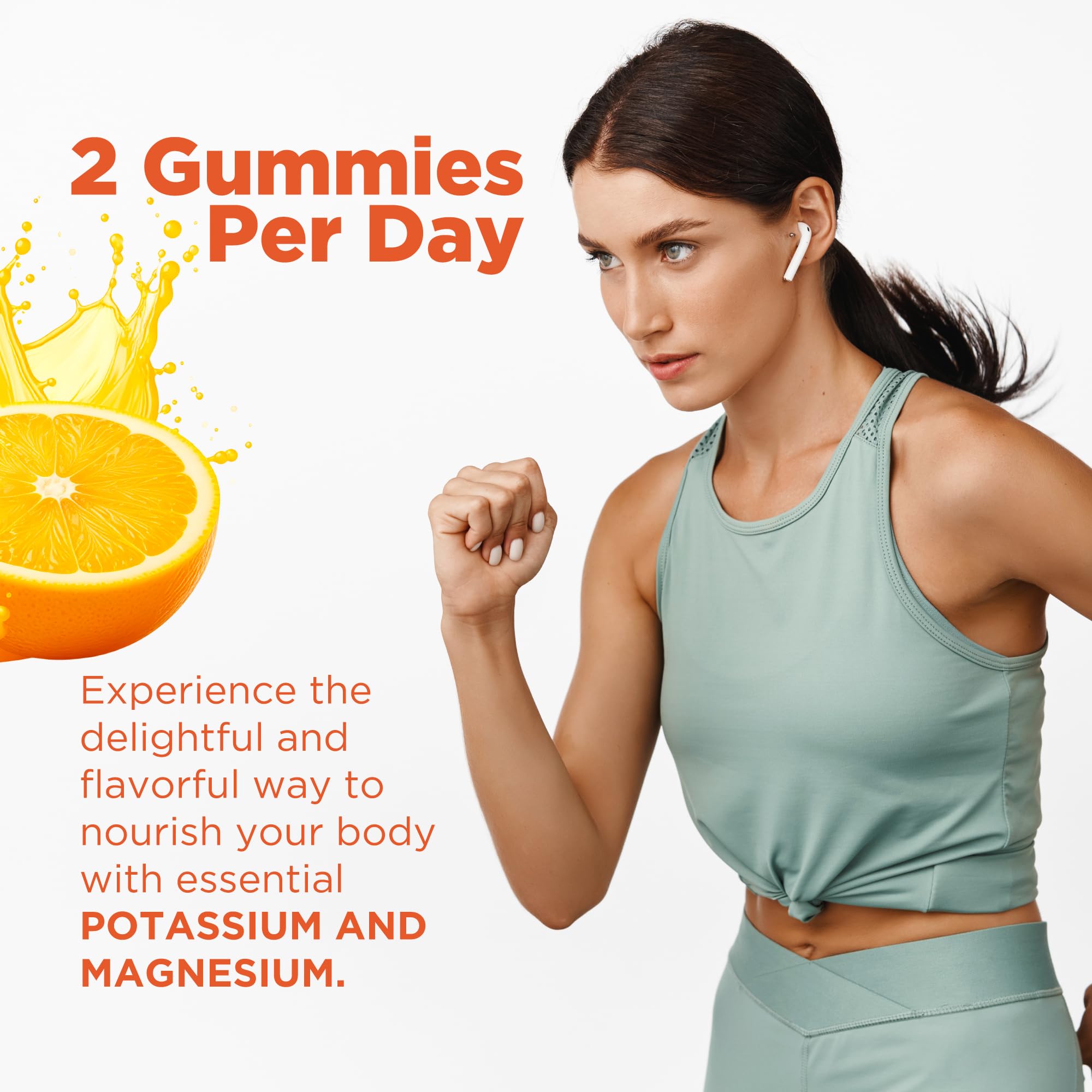 BionerLab Potassium Magnesium Gummies with a hand holding gummies