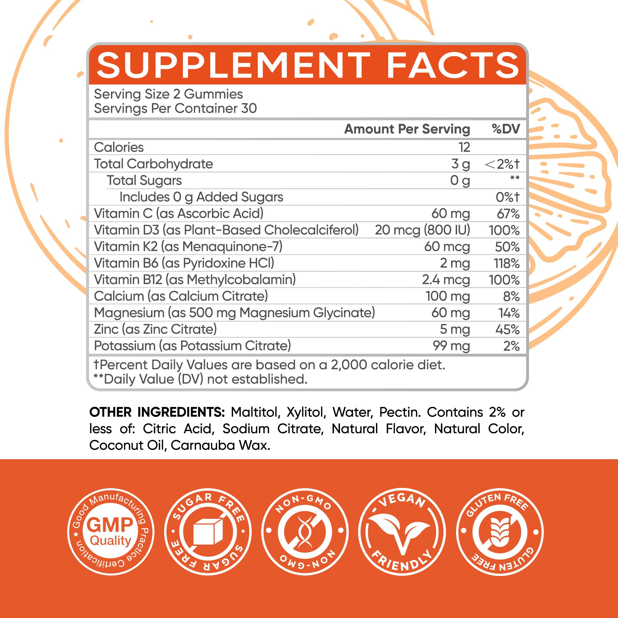 BionerLab Potassium Magnesium Gummies with fresh oranges