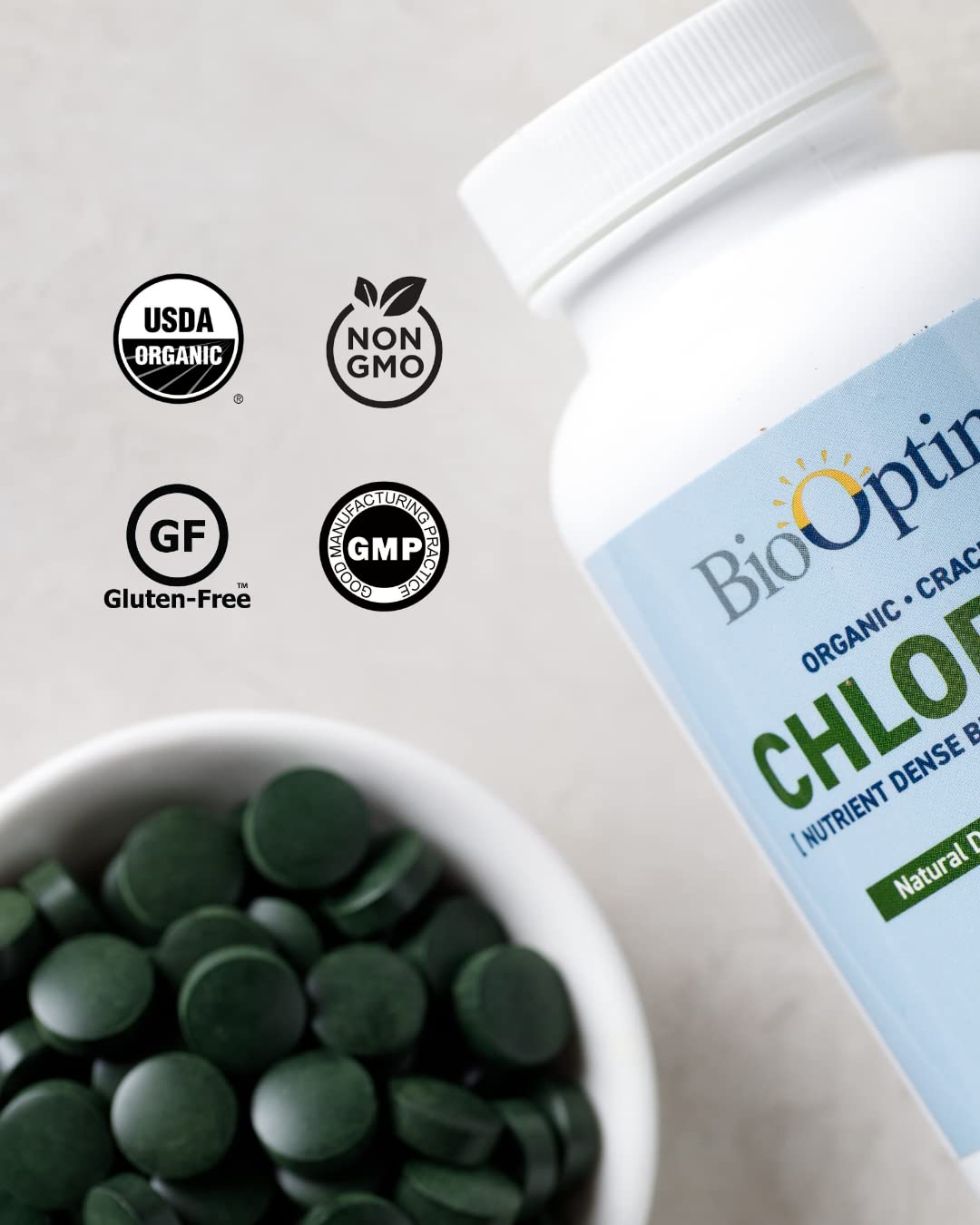 BioOptimal Chlorella Tablets 500mg nutritional information
