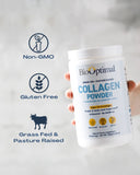 BioOptimal Collagen Peptide Powder 340g in a glass of water