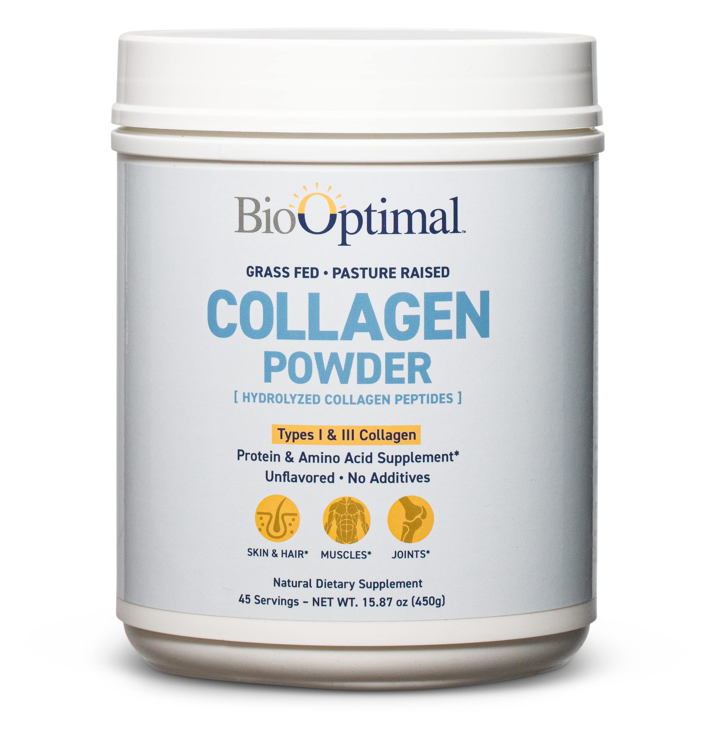 BioOptimal Collagen Peptide Powder 454g front view