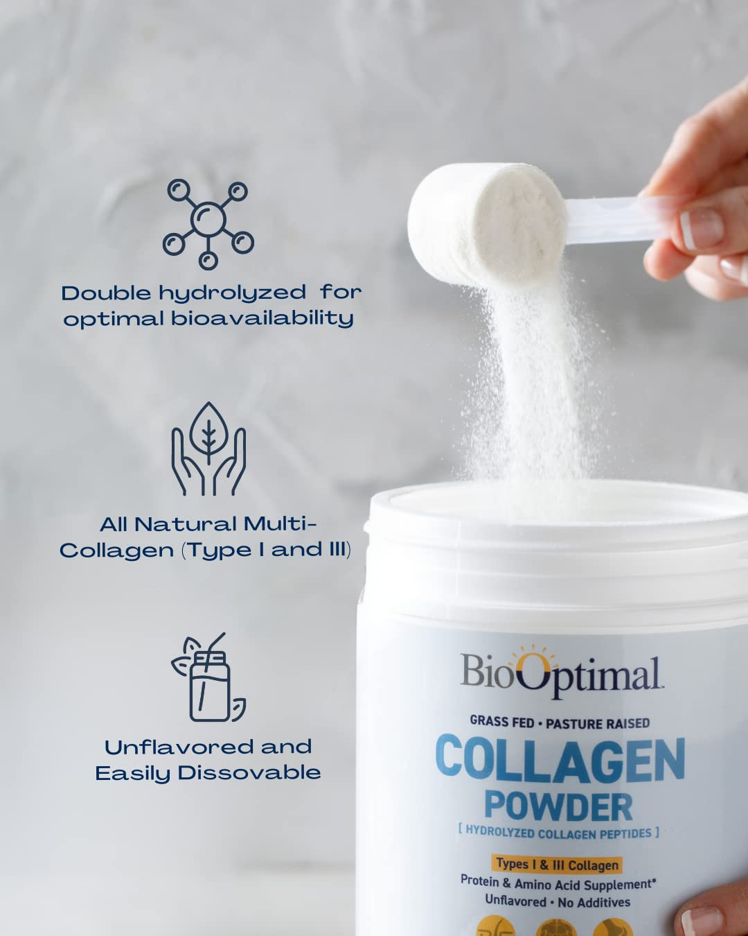 BioOptimal Collagen Peptide Powder 454g serving suggestion