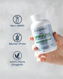 BioOptimal Spirulina Tablets back view with ingredient list