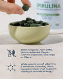 BioOptimal Spirulina Tablets displayed with a measuring spoon