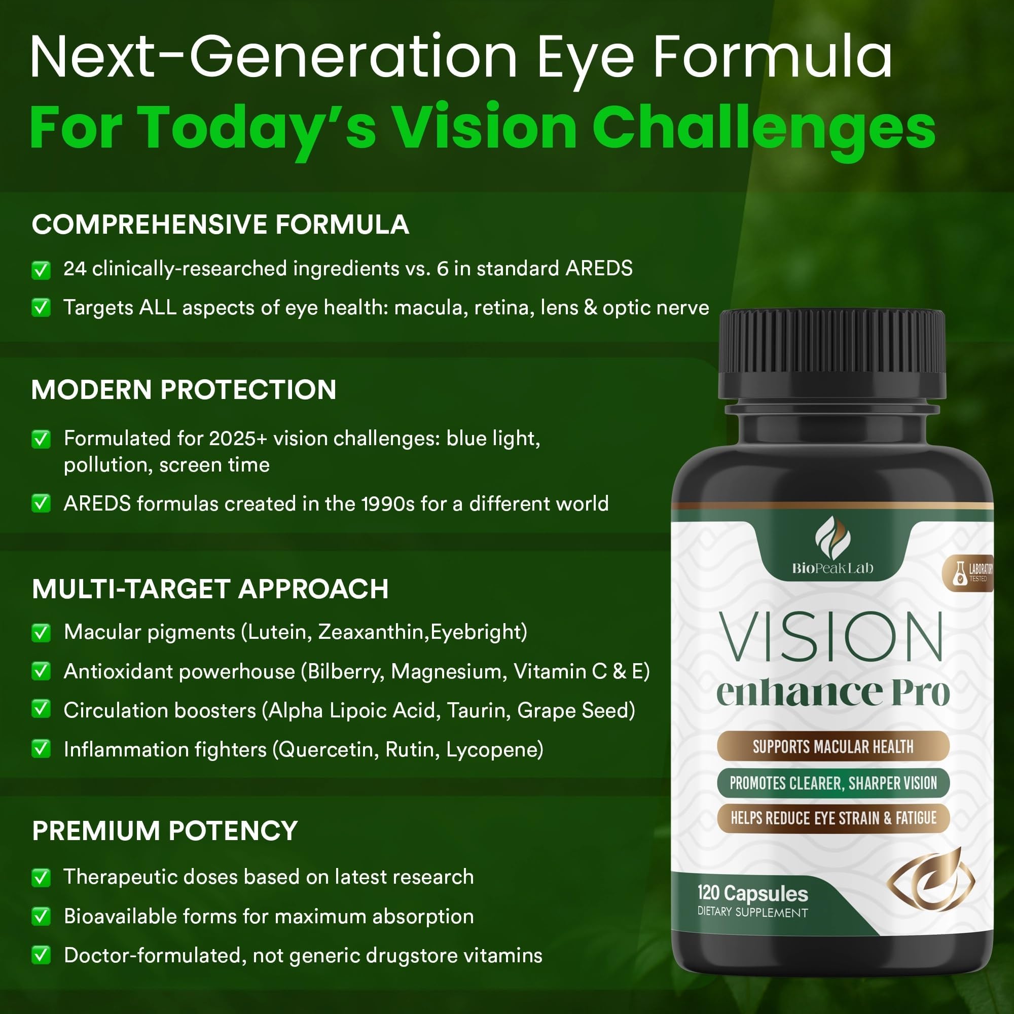 BioPeak Lab Vision support Pro supplement side view