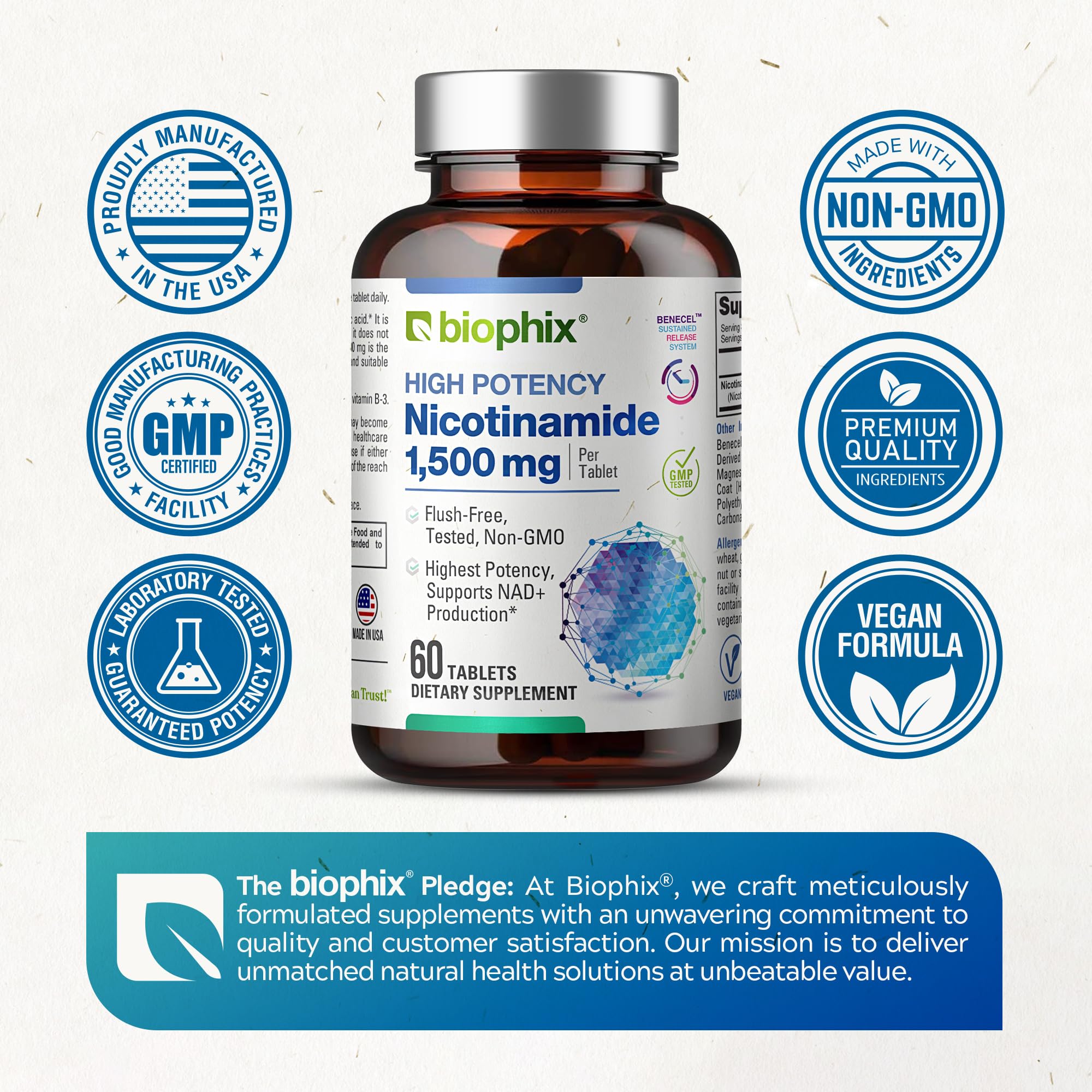 biophix B3 (Niacin) Nicotinamide Supplement on a table