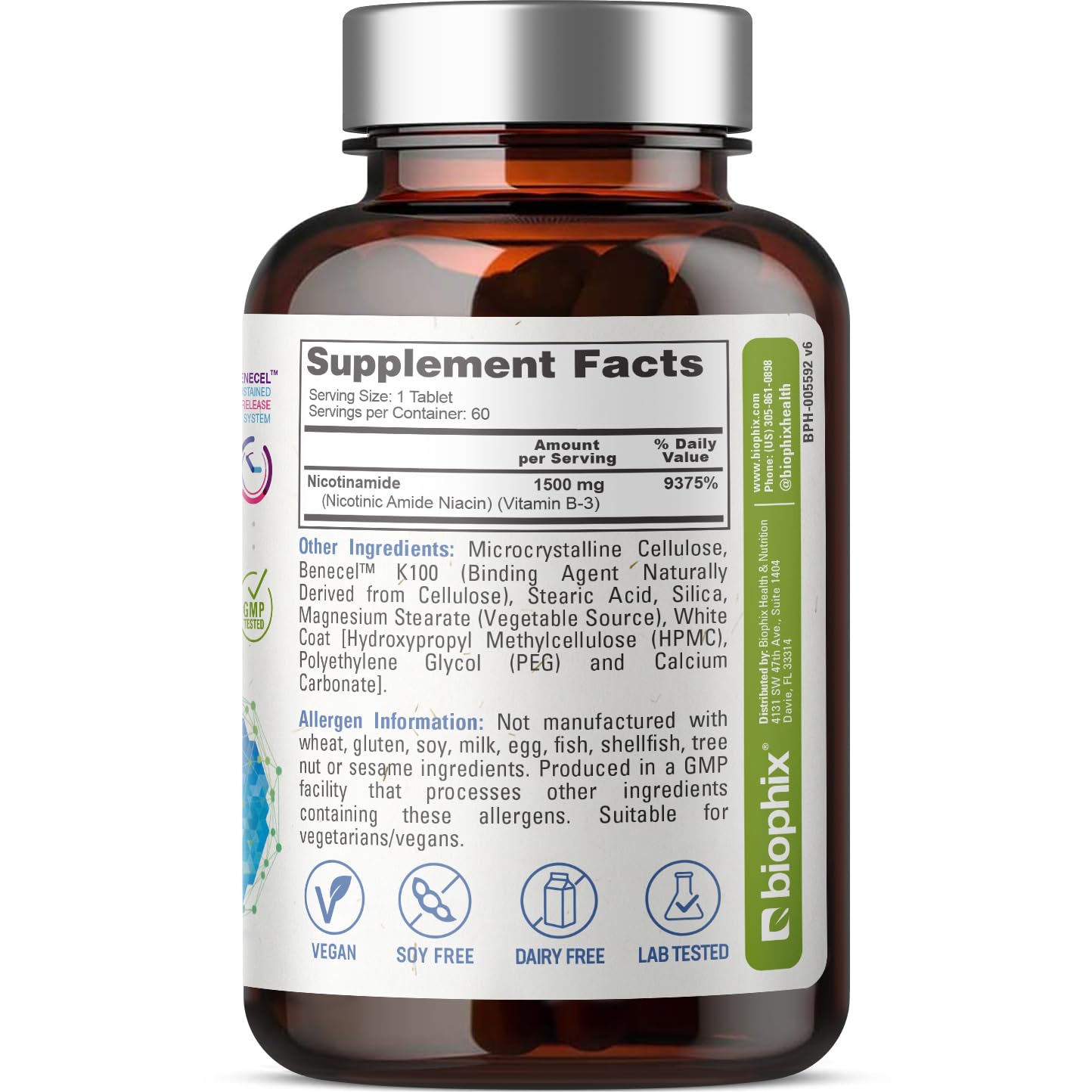 biophix B3 (Niacin) Nicotinamide Supplement with other vitamins