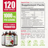 biophix Cranberry D-Mannose 1000mg supplement capsules on a table