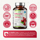 biophix D-Mannose 1000mg Cranberry Probiotic Capsules opened bottle