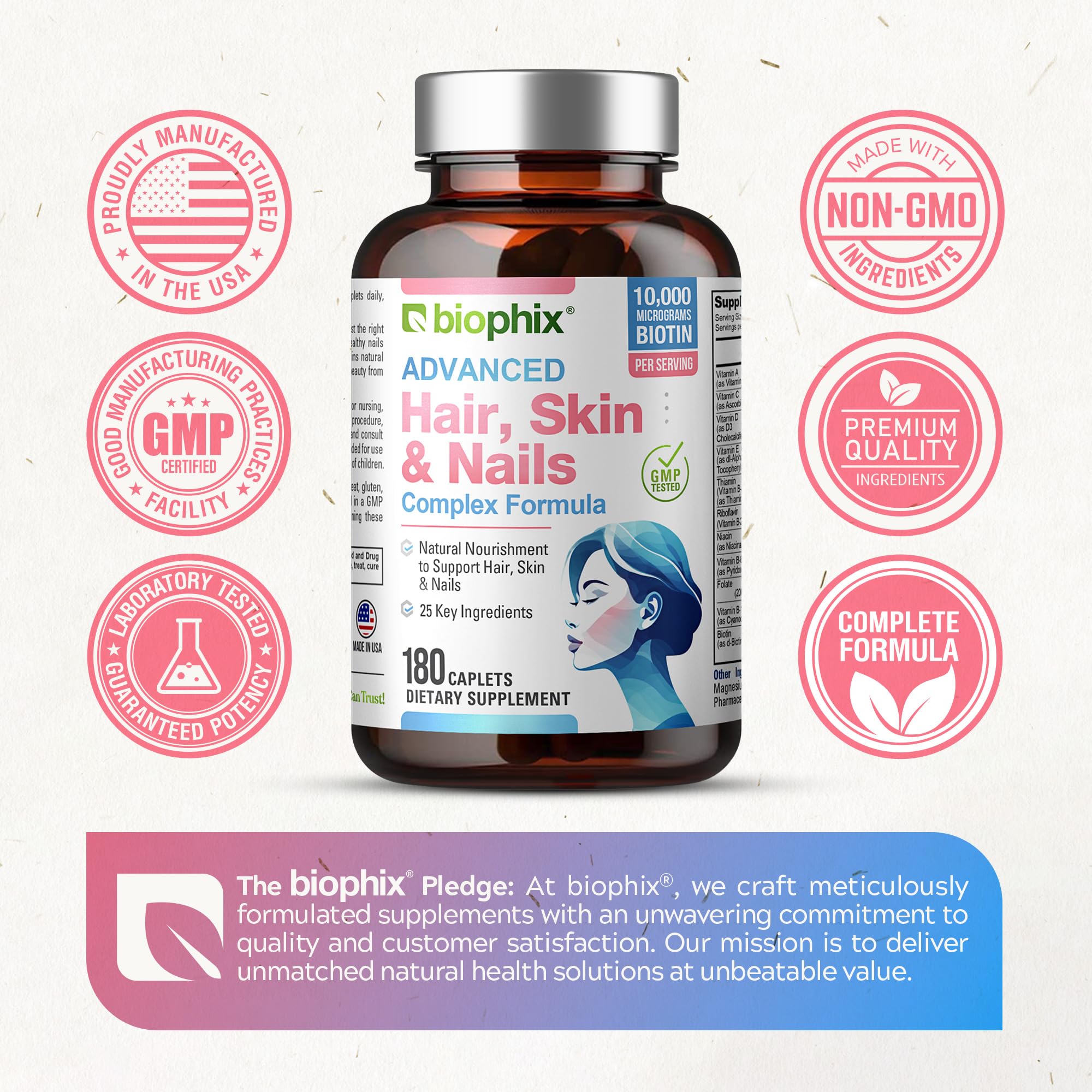 biophix Hair, Skin & Nails supplement on a table