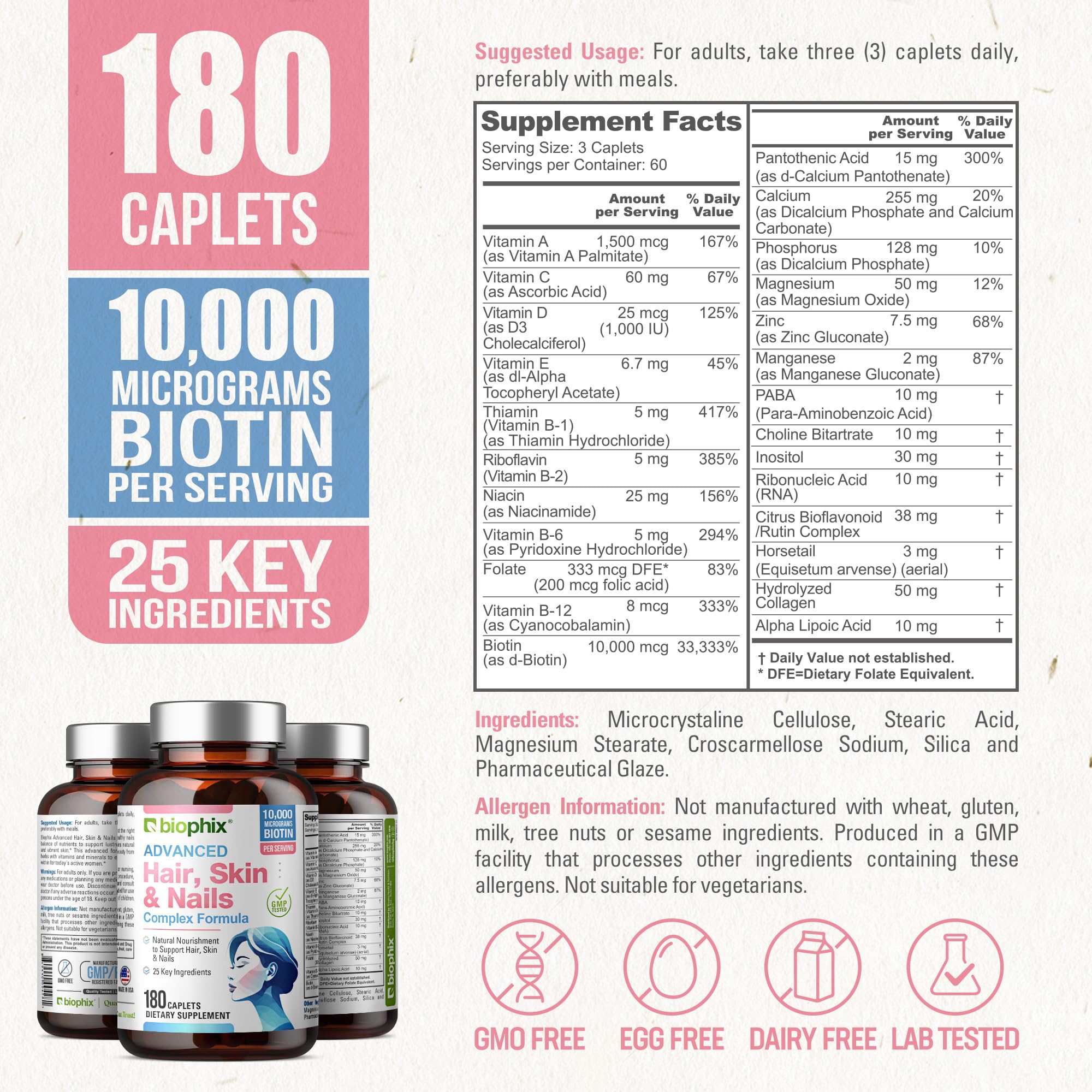 biophix Hair, Skin & Nails supplement packaging