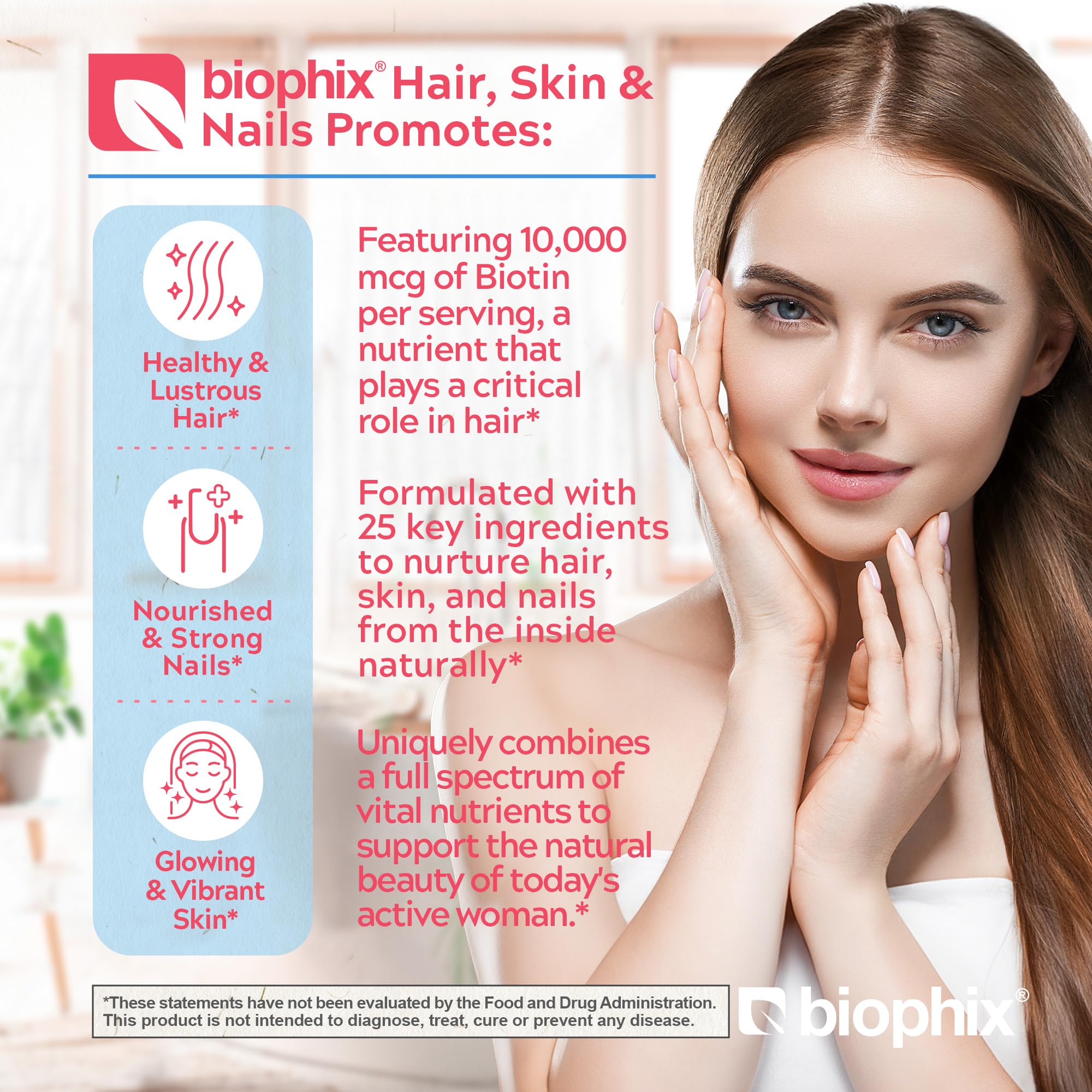 biophix Hair, Skin & Nails supplement side view