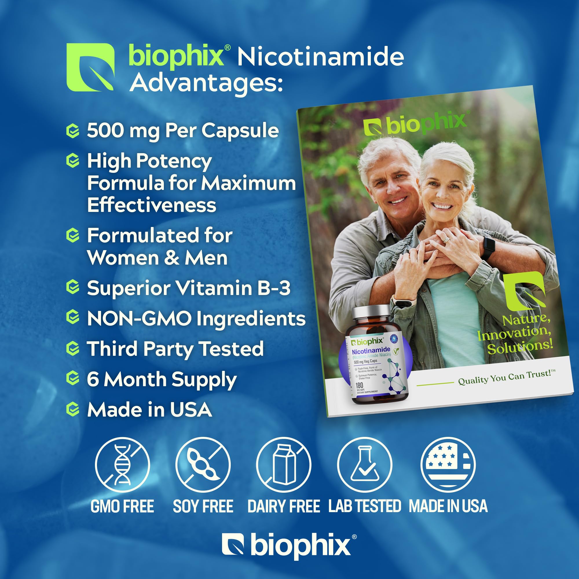 biophix Niacin B3 Supplement back view with ingredient list