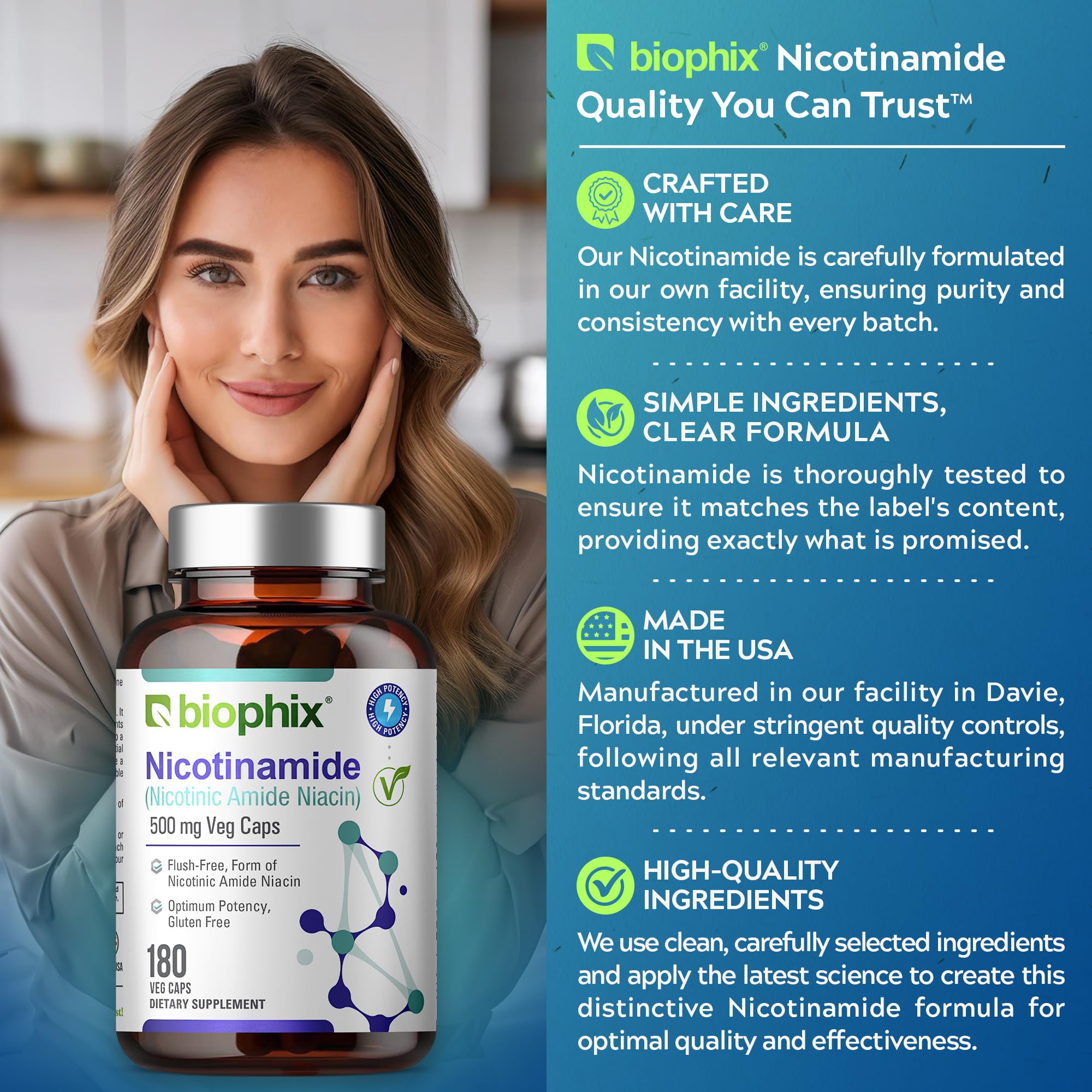 biophix Niacin B3 Supplement with a glass of water
