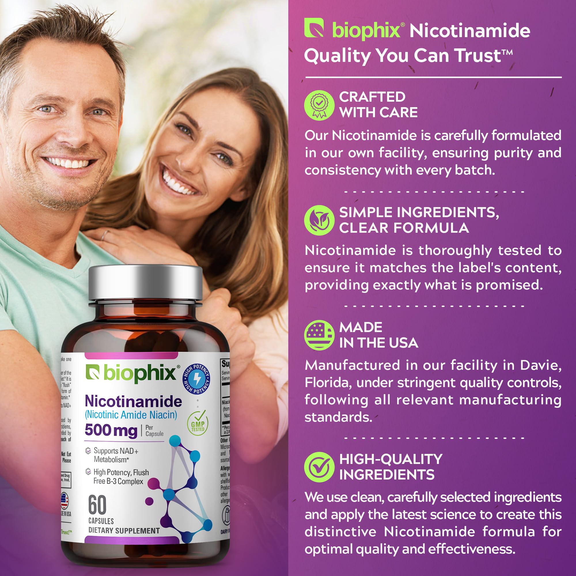 biophix Nicotinamide B3 (Niacin) 500mg Capsules lifestyle scene