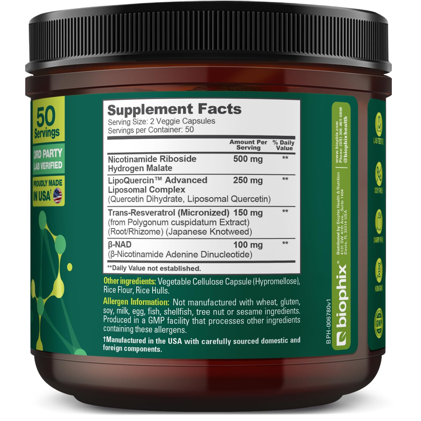 biophix Nicotinamide Riboside B3 Supplement capsules close-up