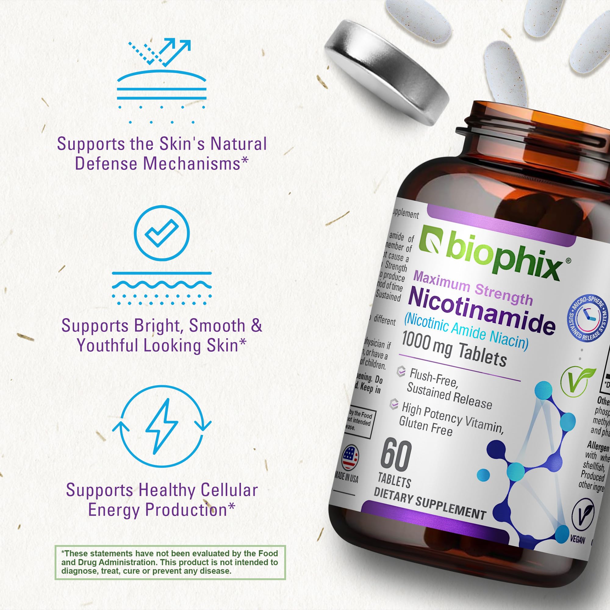 biophix Nicotinamide Vitamin B3 Supplement 100mg capsule close-up