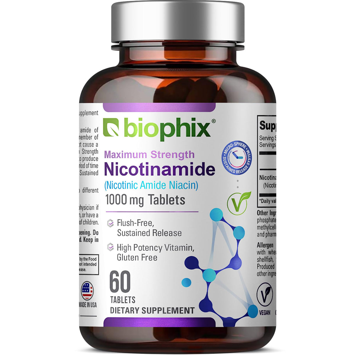 biophix Nicotinamide Vitamin B3 Supplement 100mg front view