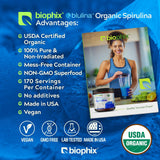 biophix Organic Blue Spirulina Powder back view with ingredient list