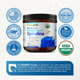 biophix Organic Blue Spirulina Powder jar on kitchen counter