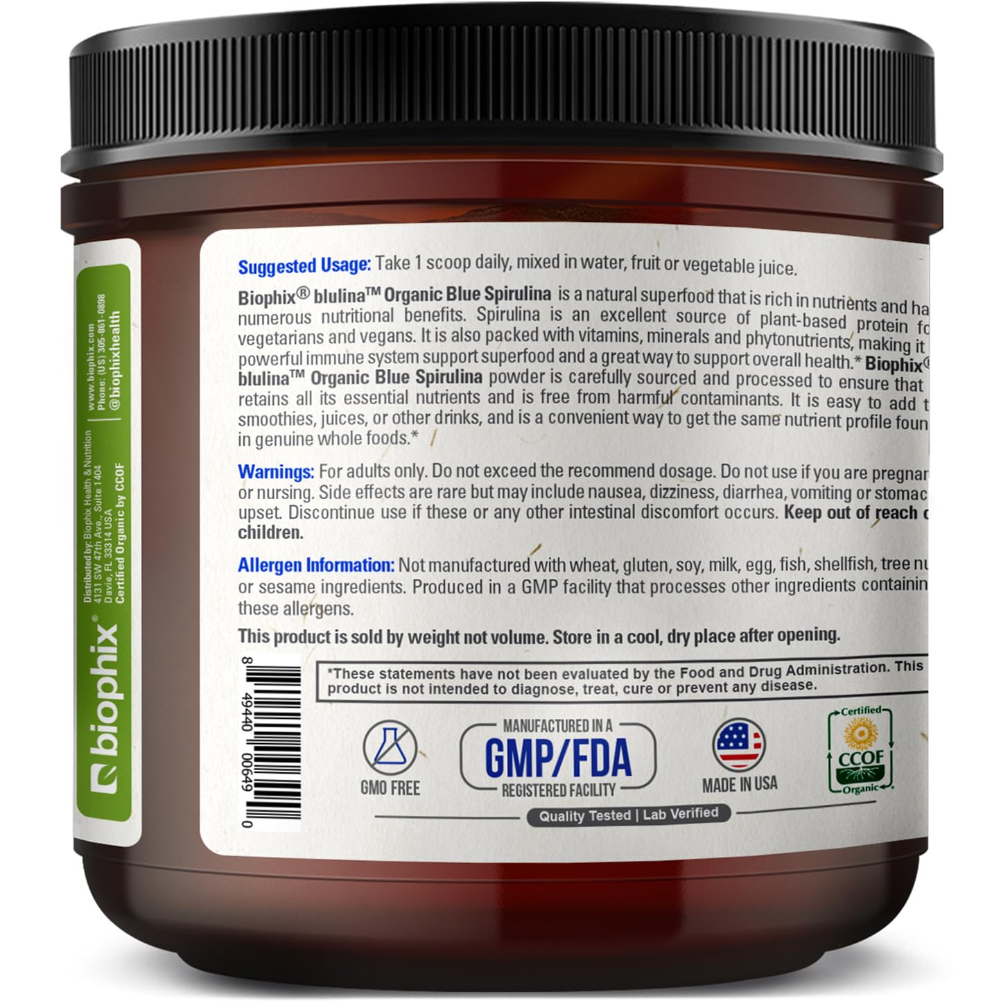 biophix Organic Blue Spirulina Powder lifestyle shot with blender