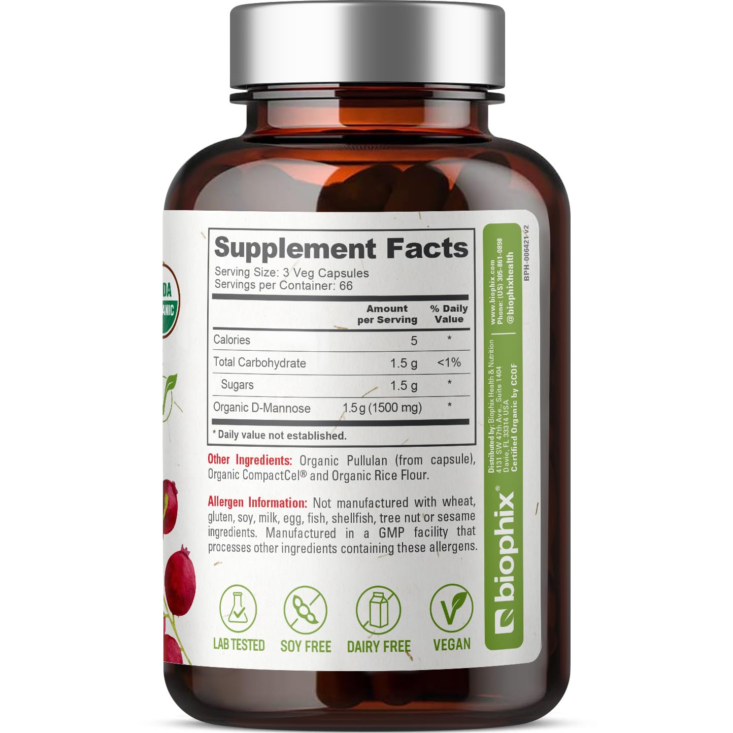 biophix Organic D-Mannose Supplement with other supplements