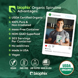 biophix Organic Spirulina Powder in a bowl with a spoon