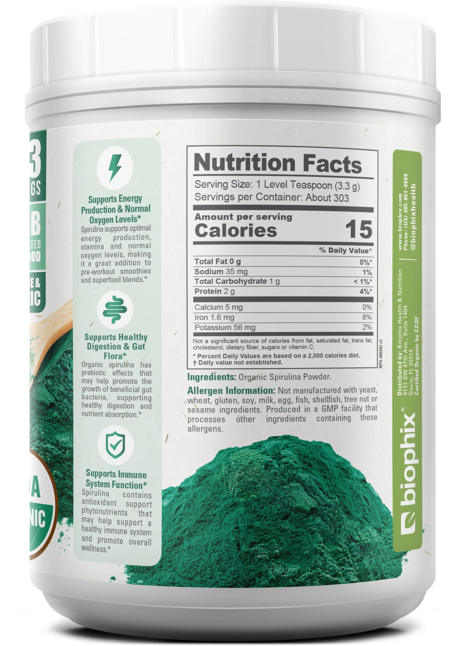 biophix Organic Spirulina Powder in a glass of juice