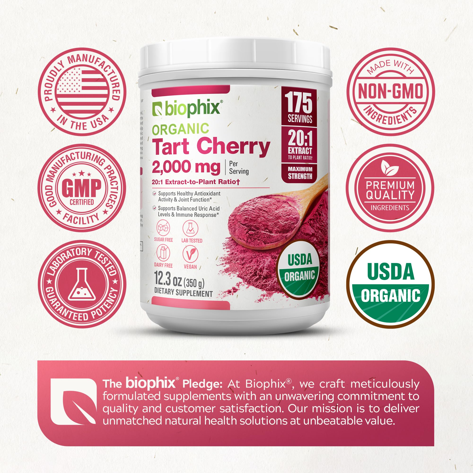 biophix Organic Tart Cherry Powder container side view