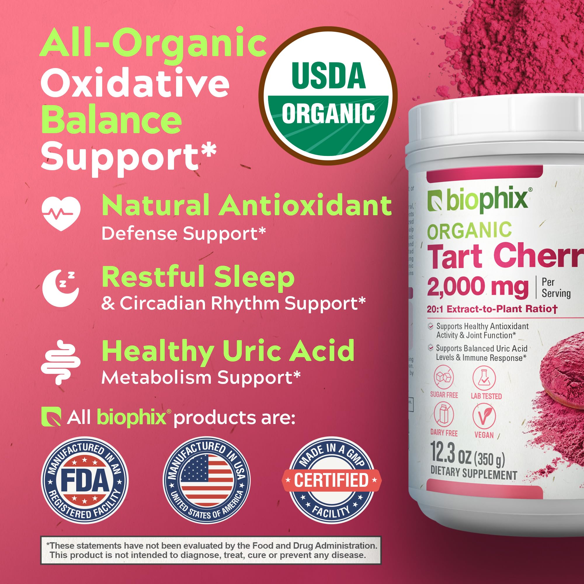biophix Organic Tart Cherry Powder scoop with powder