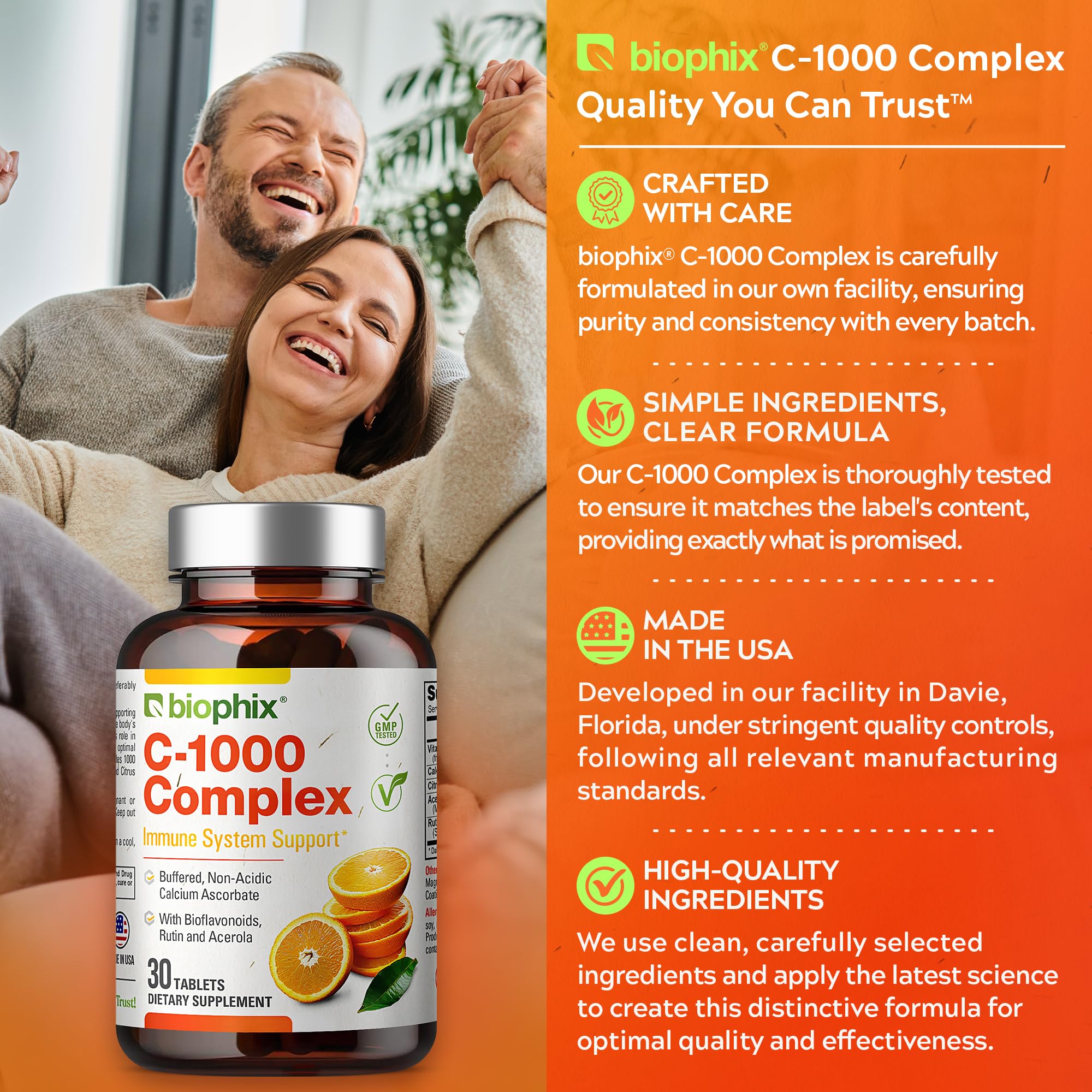 biophix Vitamin C 1000mg Supplement lifestyle scene with fruits