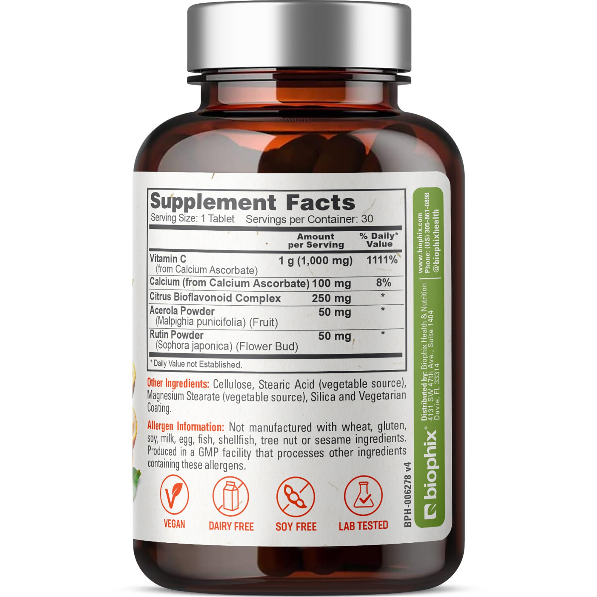biophix Vitamin C 1000mg Supplement with a glass of water
