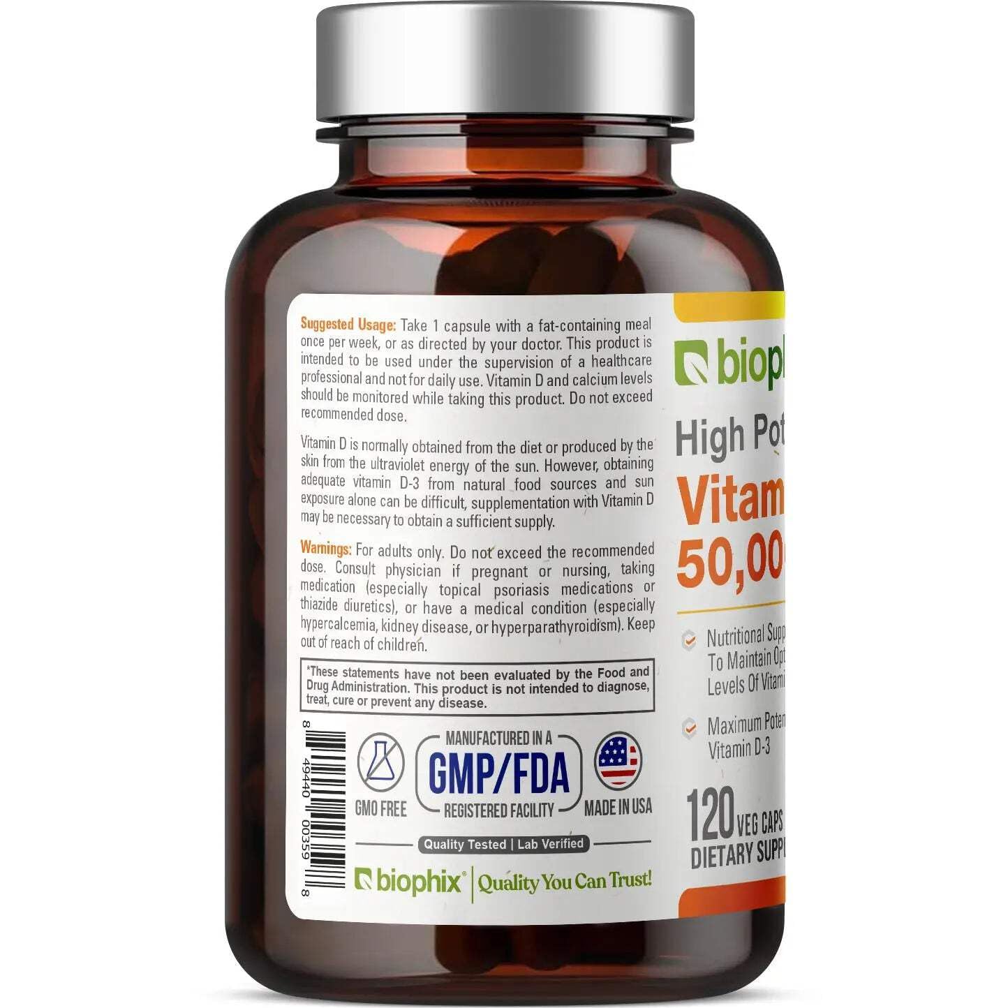 biophix Vitamin D-3 Tablets 2000 IU side view