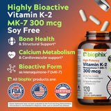 biophix Vitamin K2 MK7 Supplement 300 mcg back view