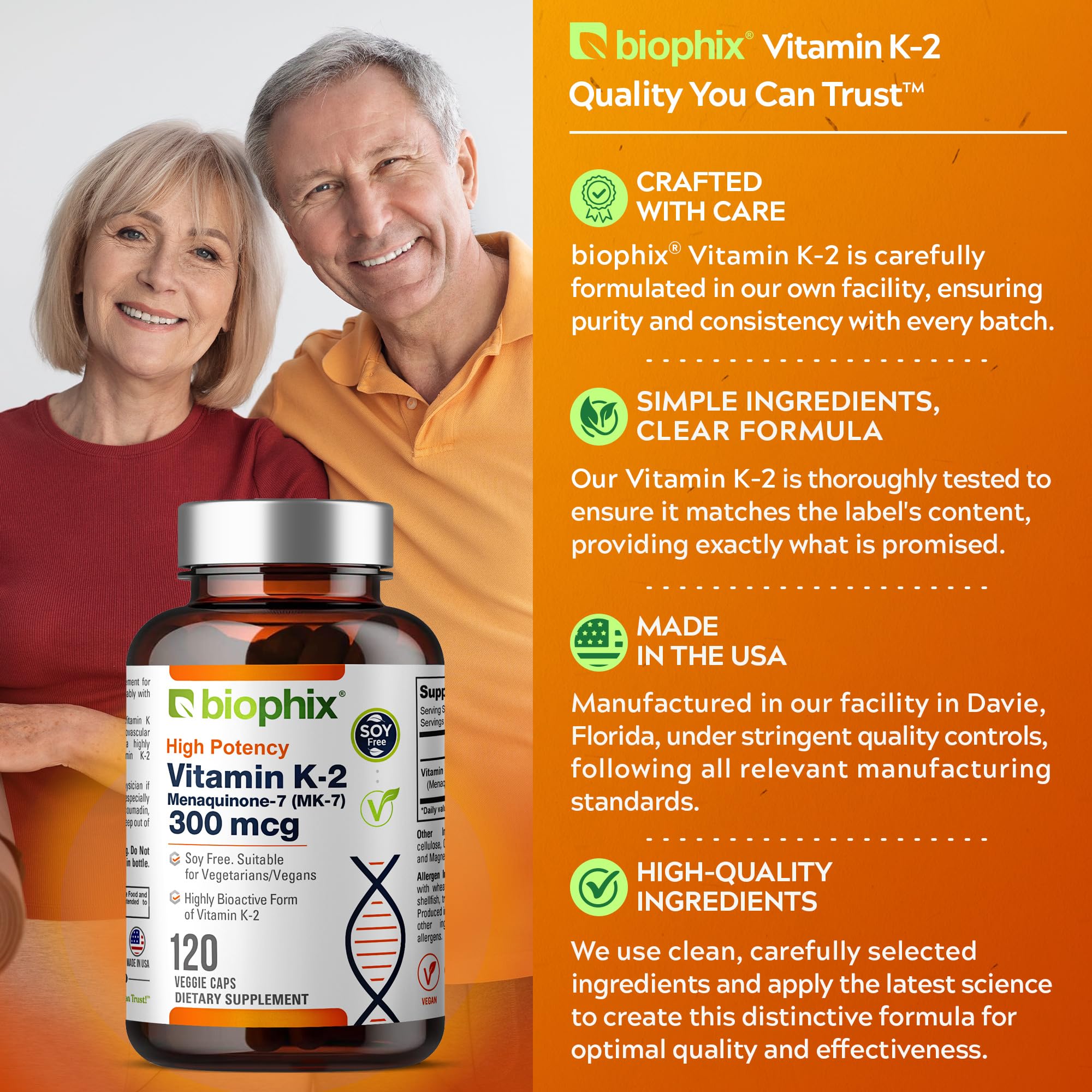 biophix Vitamin K2 MK7 Supplement 300 mcg ingredients list